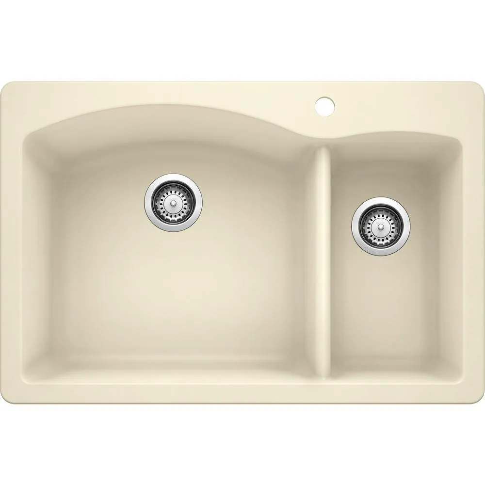 DIAMOND Dual Mount Granite Composite 33 in. 1-Hole 70/30 Double Bowl Kitchen Sink in Metallic Gray, photo 9 of 10