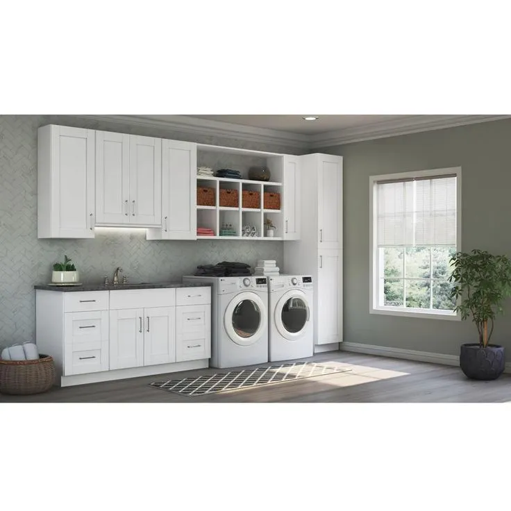 Hampton Bay Shaker Assembled 28.5x34.5x16.5 in. Lazy Susan Corner Base Kitchen Cabinet in Satin White, photo 8 of 9