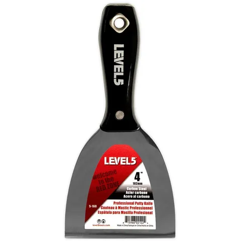 4 in. Carbon Steel Putty Knife Black Plastic Handle Hammerend