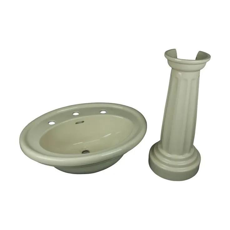 RENOVATORS SUPPLY MANUFACTURING Philadelphia 26 in. Pedestal Sink with Oval-Shaped Vessel China Gloss in Biscuit, photo 7 of 11