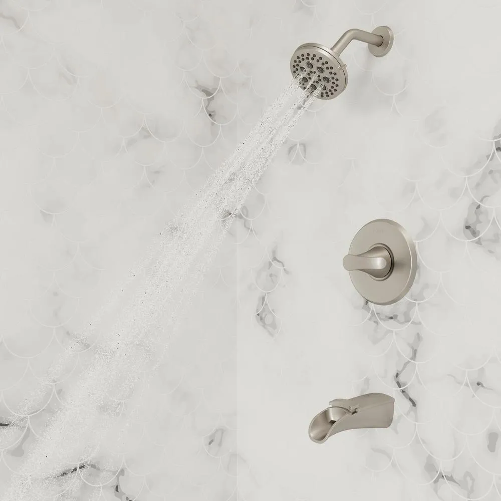 Jaida Single-Handle 4-Spray Tub and Shower Faucet w/ Restore Technology in Spot Defense Brushed Nickel (Valve Included), photo 6 of 10