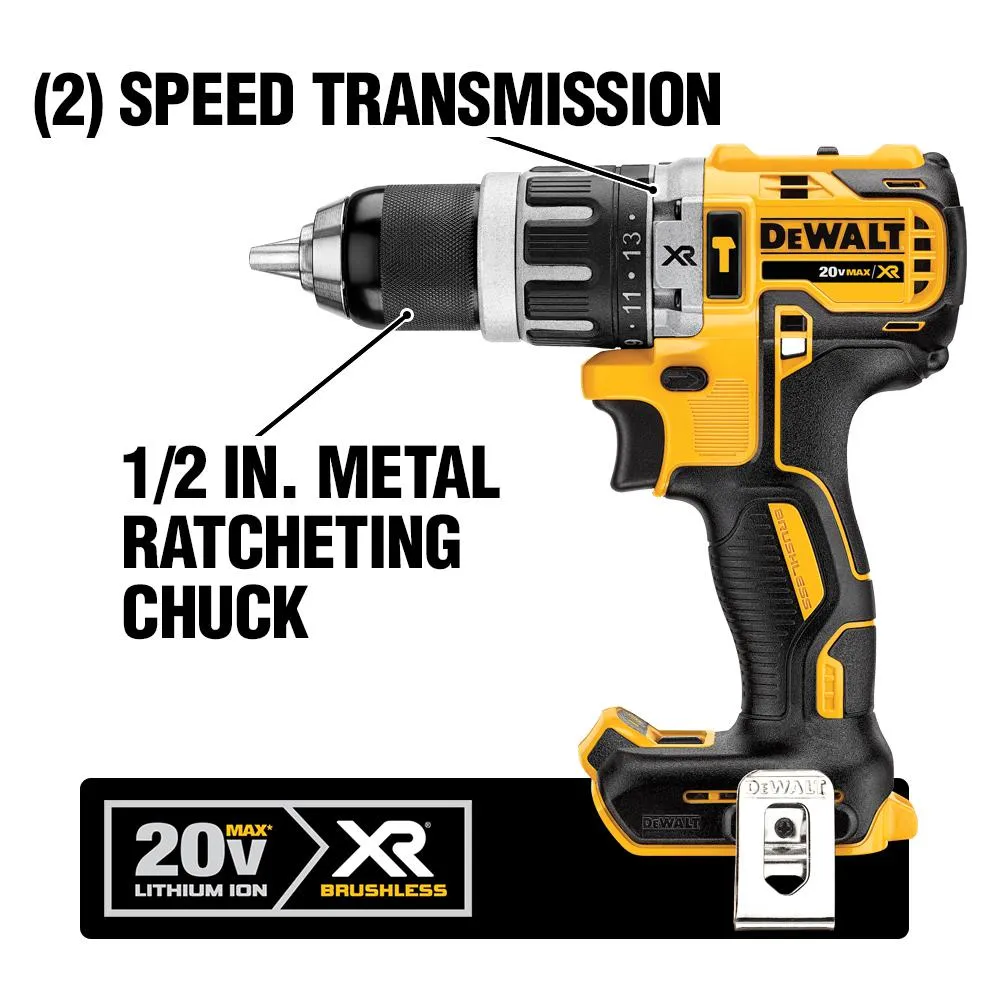 DEWALT 20-Volt MAX XR Cordless Brushless Hammer Drill/Impact Combo Kit (2-Tool) with (1) Battery 2Ah and (1) Battery 4Ah, photo 4 of 14