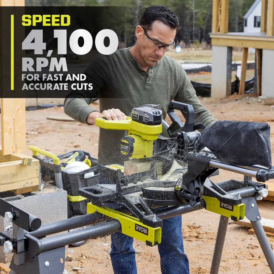 RYOBI 18-Volt ONE+ HP Brushless 10 in. Sliding Dual-Bevel Miter Saw Kit with 2.0 Ah Battery and Charger, photo 3 of 8