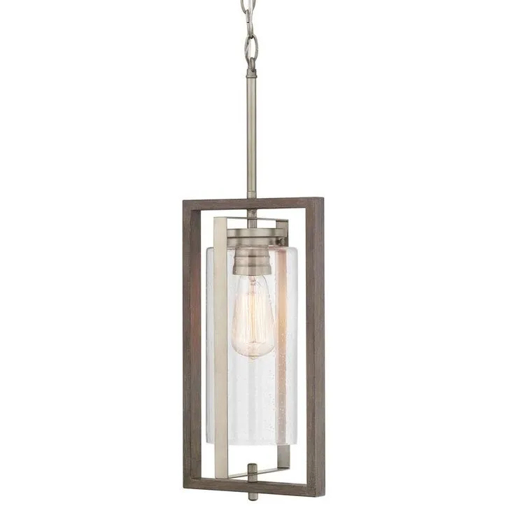 Palermo Grove Gilded Iron 1-Light Hanging Outdoor Lantern with Walnut Wood Accents, photo 3 of 3