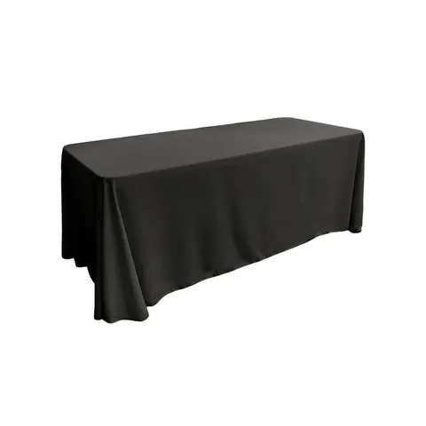 90 × 132 in Black Polyester Poplin Rectangular Tablecloth