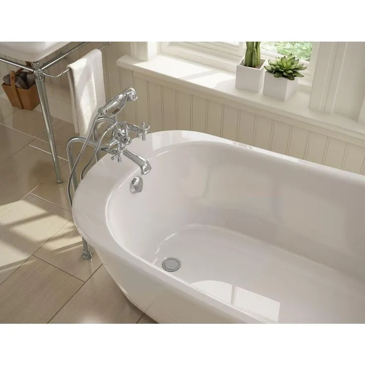 MAAX Sax 60 in. Fiberglass Reversible Drain Non-Whirlpool Flatbottom Freestanding Bathtub in White, photo 2 of 9