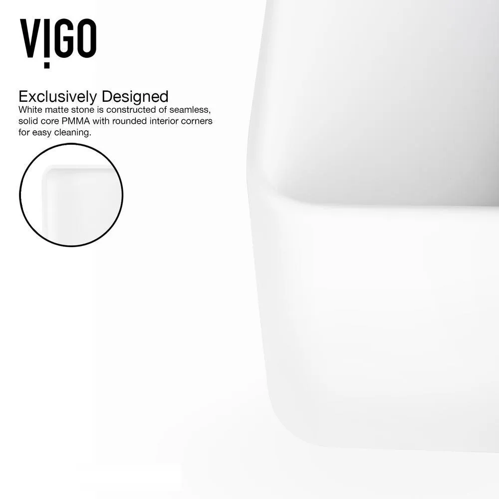 Amaryllis White Matte Stone Vessel Bathroom Sink Set with Linus Vessel Faucet in Matte Black, photo 7 of 12
