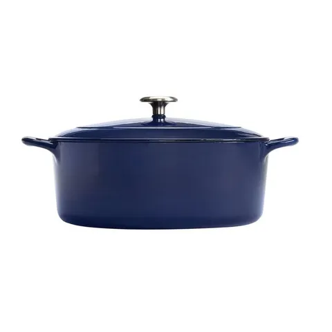 Gourmet 5.5 qt. Oval Porcelain-Enameled Cast Iron Dutch Oven in Gradated Cobalt with Lid