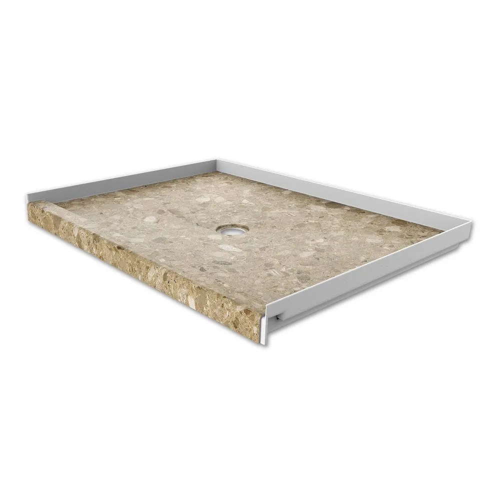 34 in. x 48 in. Single Threshold Shower Base with Center Drain in Calacatta White, photo 20 of 21