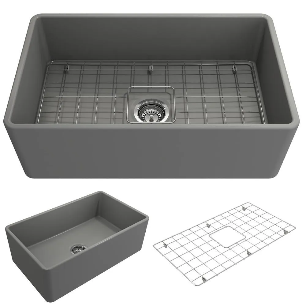 Classico Farmhouse Apron Front Fireclay 30 in. Single Bowl Kitchen Sink with Bottom Grid and Strainer in White, photo 30 of 33