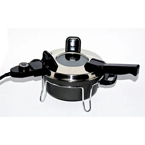 Csech 3 Qt. Black Electric Pressure Cooker with Non-Stick Pot