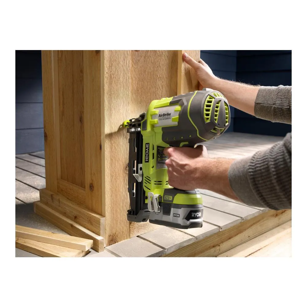 RYOBI 18-Volt ONE+ Lithium-Ion Cordless AirStrike 16-Gauge Cordless Straight Finish Nailer (Tool Only) with Sample Nails, photo 9 of 16