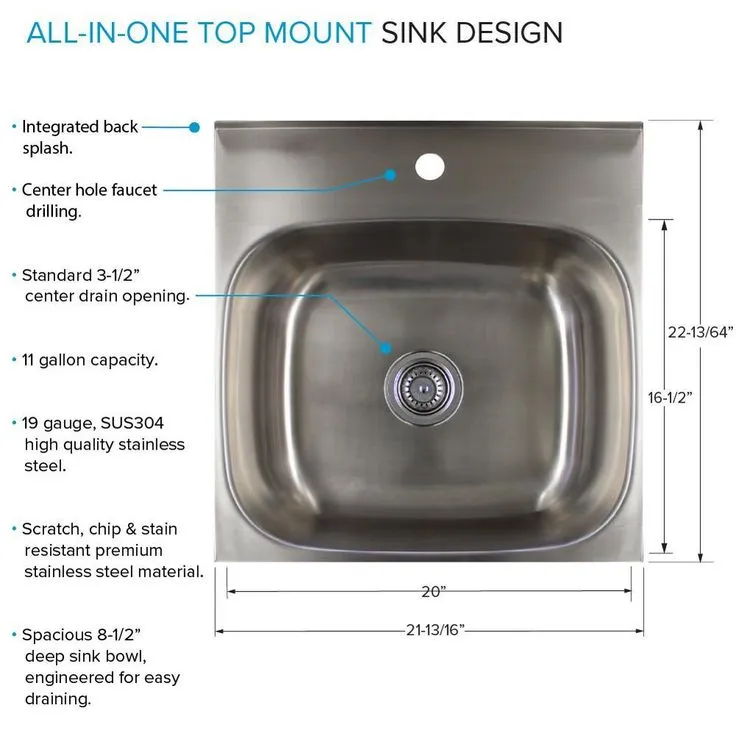 All-in-One 22 in. x 22 in. x 35 in. Metal Drop-In Laundry/Utility Sink and Cabinet in Black, photo 6 of 12