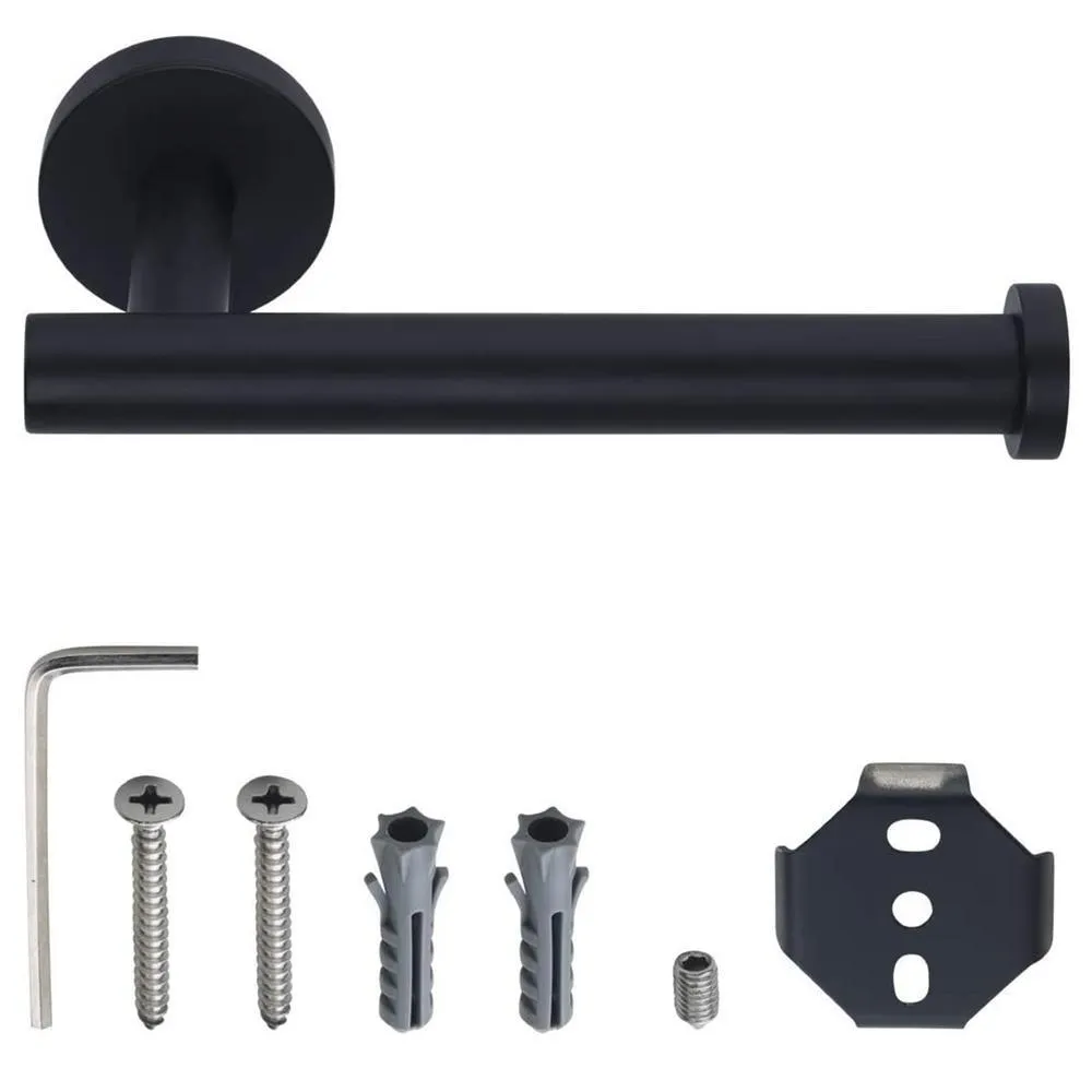 Wall Mounted Single Arm Toilet Paper Holder in Stainless Steel Matte Black, photo 5 of 10