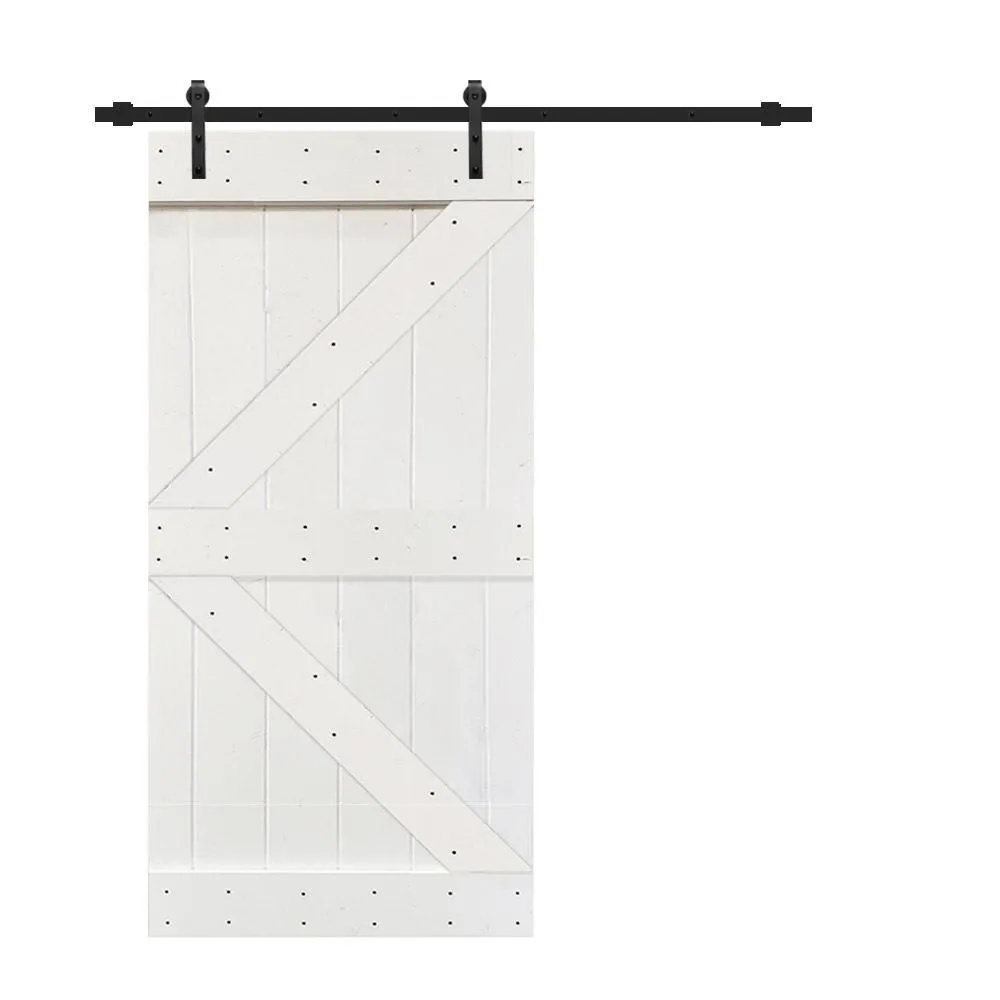 CALHOME K Series 30 in. x 84 in. Gray Knotty Pine Wood Interior Sliding Barn Door with Hardware Kit, photo 6 of 6