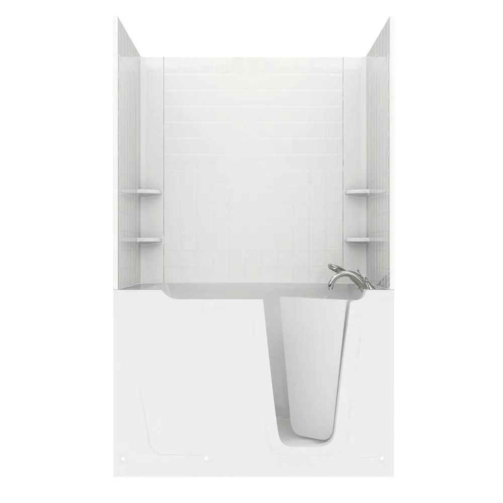 Universal Tubs Rampart 3.9 ft. Walk-in Whirlpool and Air Bathtub with 4 in. Tile Easy Up Adhesive Wall Surround, Right Drain, White, photo 14 of 42