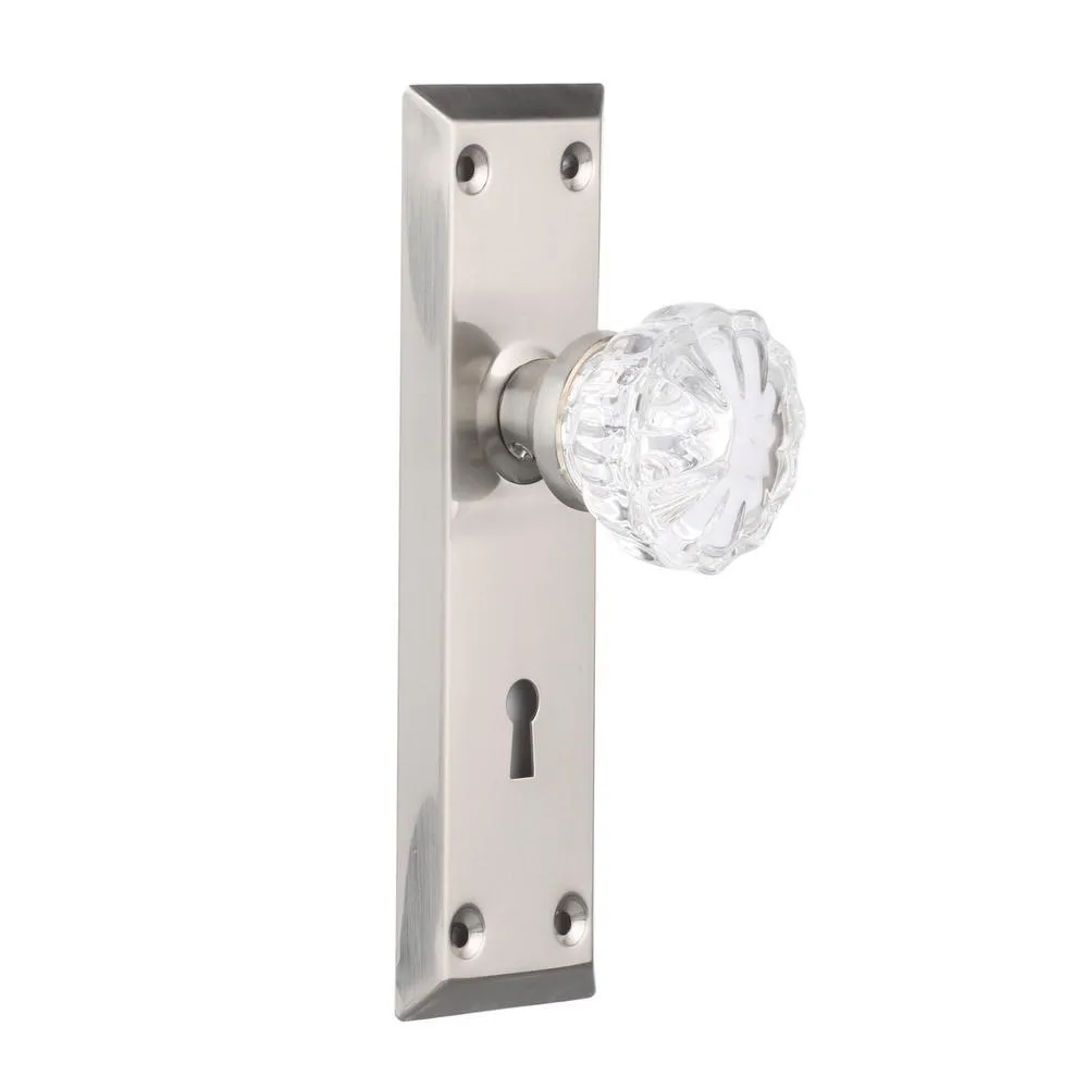 Steel, Stain Nickel with Glass Knob, Interior Door Lock, photo 2 of 7