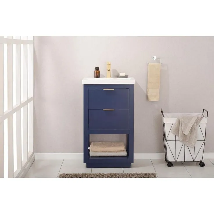 Klein 20 in. W x 15 in. D Bath Vanity in Blue with Porcelain Vanity Top in White with White Basin, photo 5 of 5