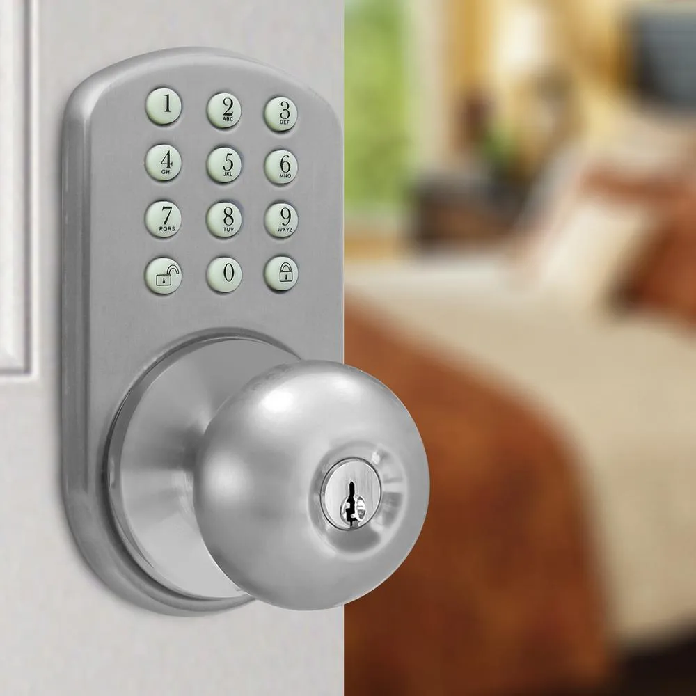 MiLocks Keyless Satin Nickel Entry Door Knob, photo 3 of 9