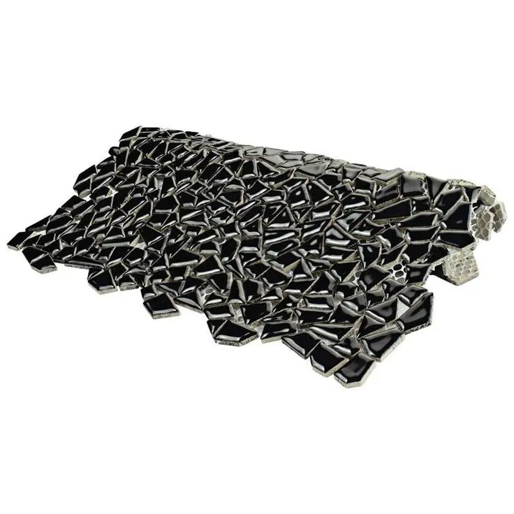 SomerTile 11.25" x 11.25" Dizzy Glossy Black Ceramic Mosaic Floor and Wall Tile (10 Tiles/ 8.98 sqft.), photo 4 of 4