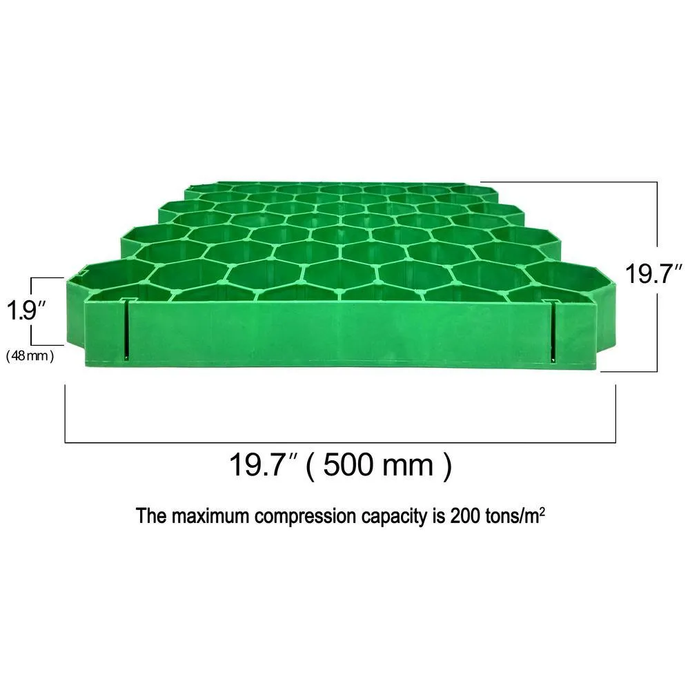 19.7 in. x 19.7 in. x 1.9 in. Green Permeable Plastic Grass Pavers for Parking Lots, Driveways (4 Pieces/11 sq.ft.), photo 4 of 10