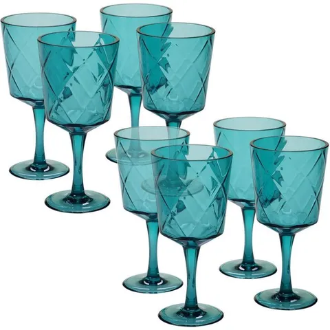 8-Piece 13 oz. Teal Acrylic Goblet Glass