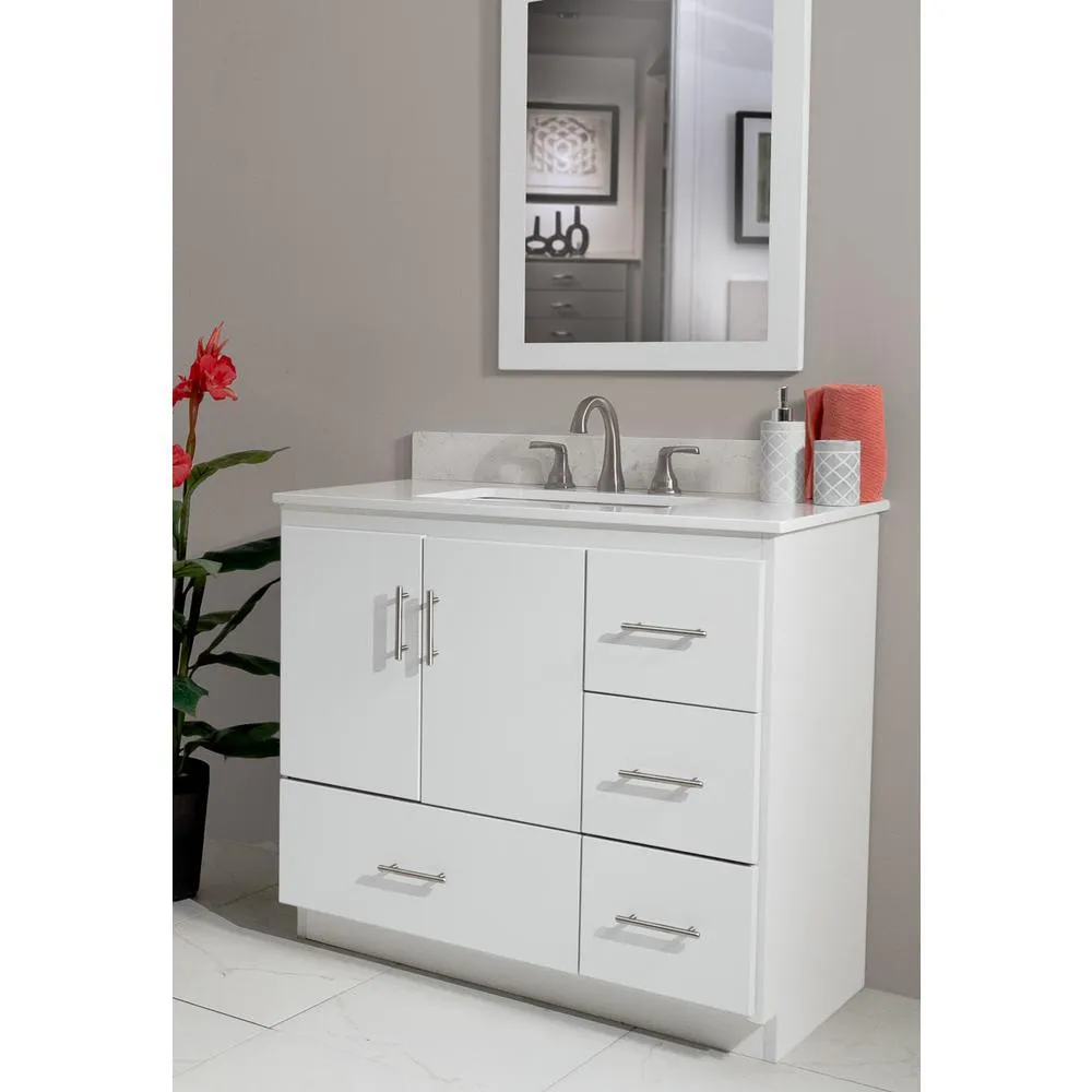 Ultraline 36 in. W x 21 in. D x 34.5 in. H Vanity with Right Drawers Cabinet Only in Natural Alder, photo 5 of 14