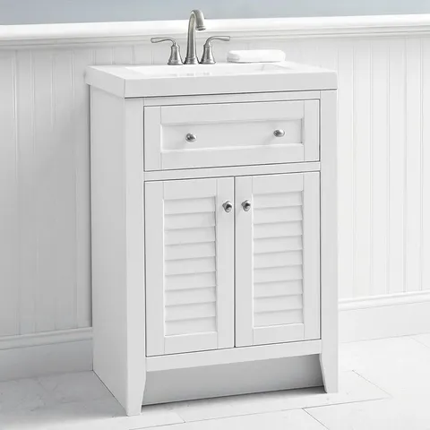 Westlake 24-in White Single Sink Bathroom Vanity with White Cultured Marble Top