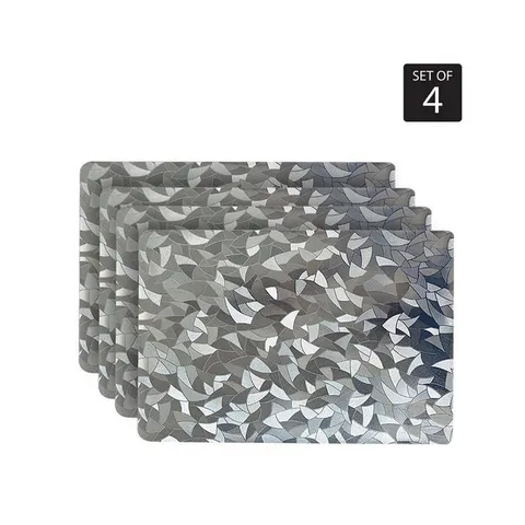 Metallic Leaf 18 × 12 in Grays Vinyl Placemats (Set of 4)