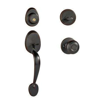 Italian Collection Visconti Single Cylinder Black Door Handleset with Sorado Interior