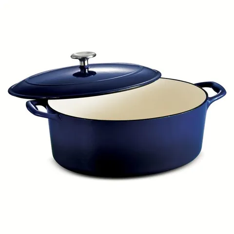Gourmet 7 qt. Oval Porcelain-Enameled Cast Iron Dutch Oven in Gradated Cobalt with Lid