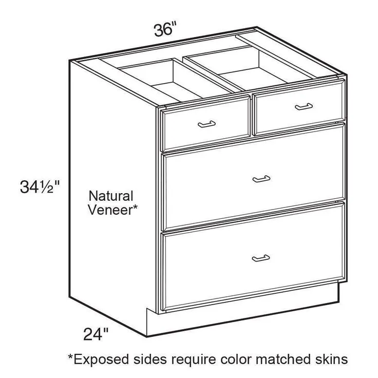 Home Decorators Collection Brookfield Assembled 36x34.5x24 in. Plywood 3 Drawer Base Kitchen Cabinet Soft Close Drawers in Painted Pacific White, photo 2 of 4