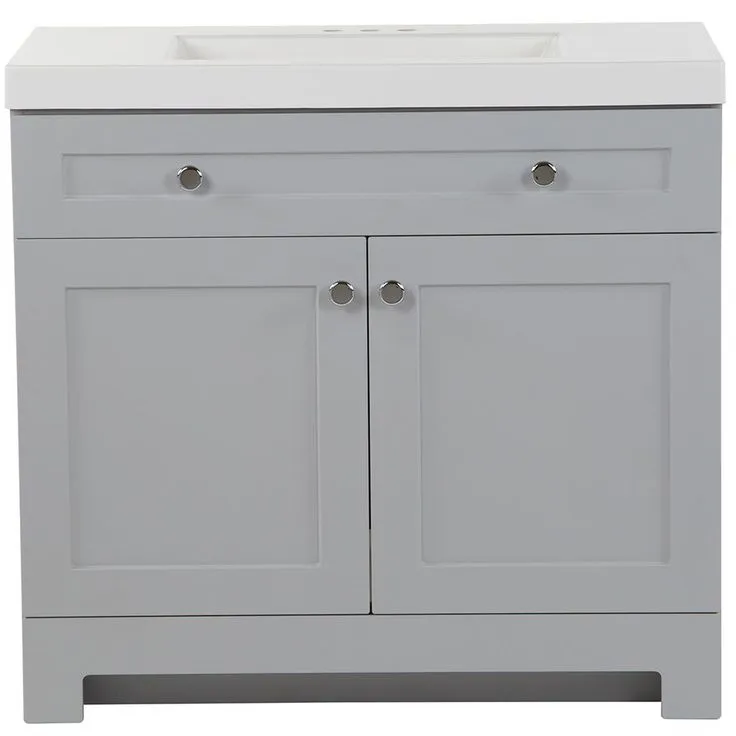 Everdean 24.5 in. W x 19 in. D x 34 in. H Bath Vanity in White with Cultured Marble Vanity Top in White with White Sink, photo 6 of 10