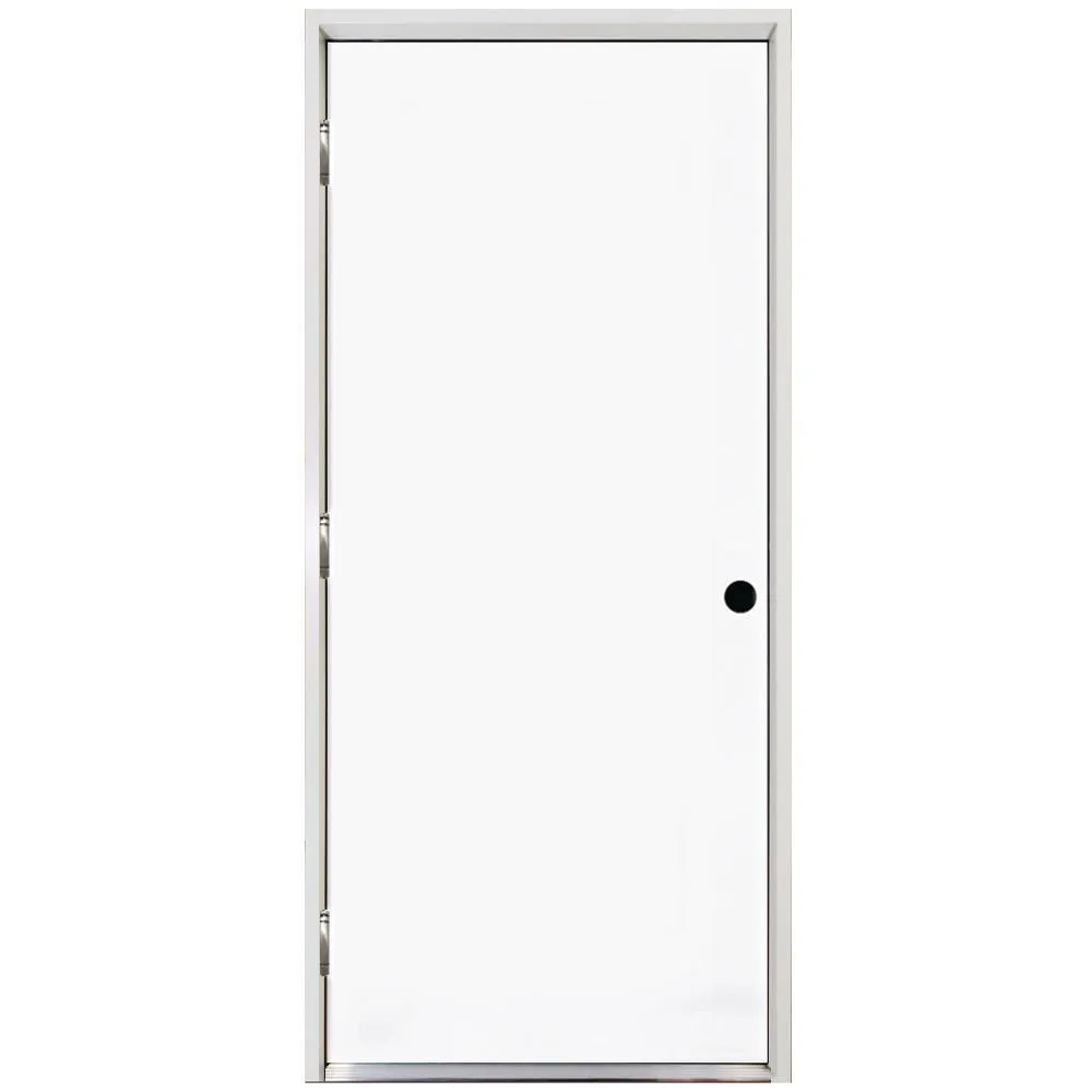 Steves & Sons 24 in. x 80 in. Premium Flush Primed White Left-Hand Outswing Steel Prehung Front Door with 4-9/16 in. Frame, photo 5 of 17