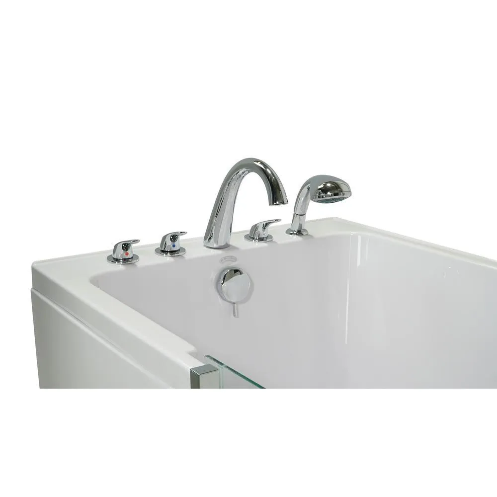 Ella Laydown 72 in. Walk-In Whirlpool Bathtub, White, LH Hinged Middle Glass Door with Screen, 5-Piece Fast-Fill Faucet, Left-Hand Drain, photo 8 of 17