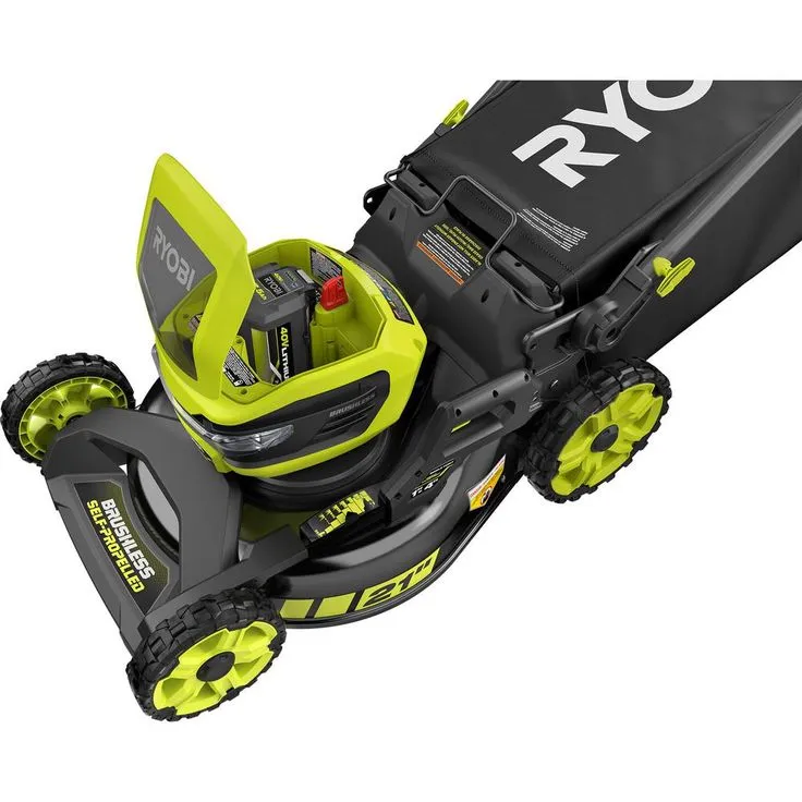 RYOBI 21 in. 40-Volt Brushless Walk Behind Self-Propelled Mower, String Trimmer, Leaf Blower w/ 7.5 Ah, 4.0 Ah Battery/Charger, photo 5 of 6