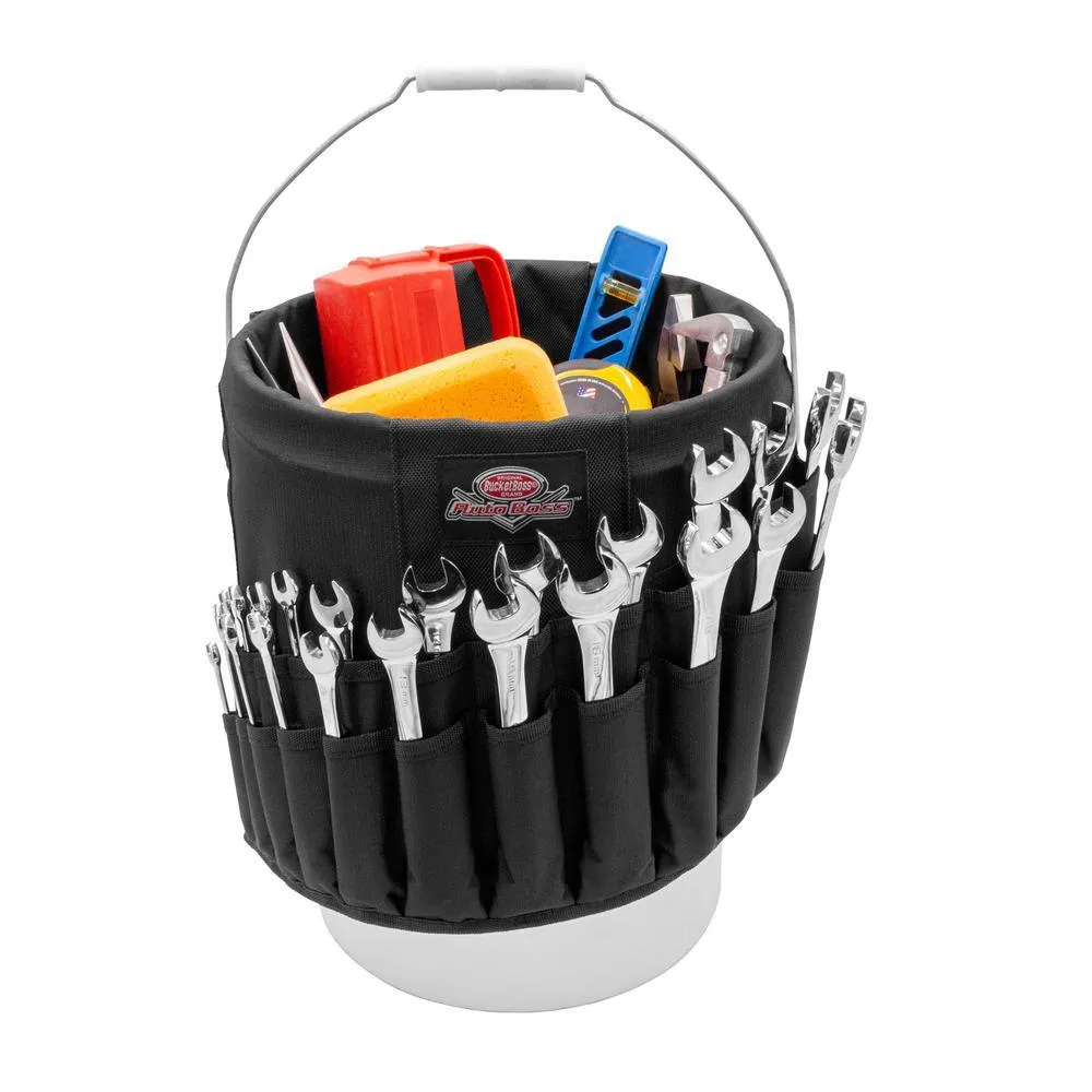 BUCKET BOSS Wrench Boss 5 Gal. Bucket Tool Organizer with 36 Pockets for Wrench Sets and Open Center Bulk Storage in Black, photo 6 of 8