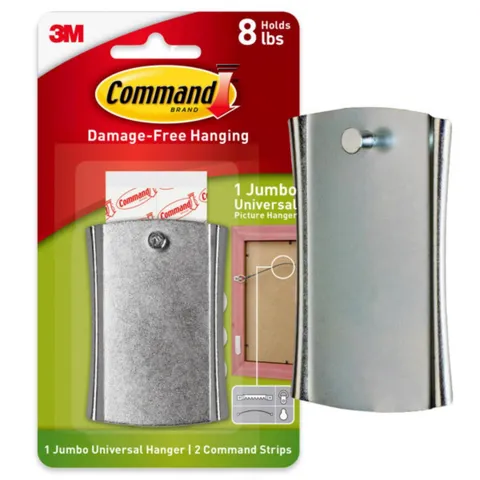 Command Silver Picture Hanger, Jumbo Universal, 8 lb Capacity, 1 Pack