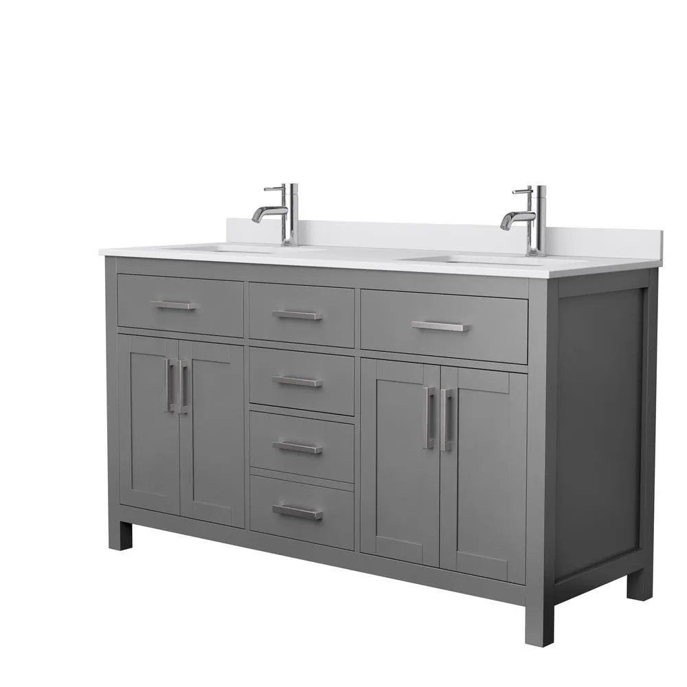 Beckett 72 in. W x 22 in. D Double Bath Vanity in Dark Gray with Cultured Marble Vanity Top in Carrara with White Basins, photo 39 of 53