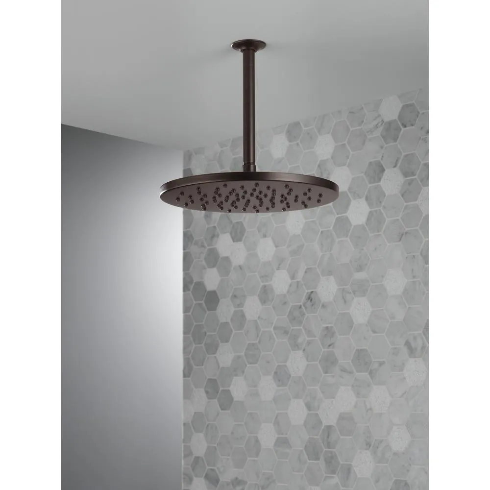 1-Spray 11.8 in. Single Wall Mount Fixed Rain Shower Head in Venetian Bronze, photo 3 of 10