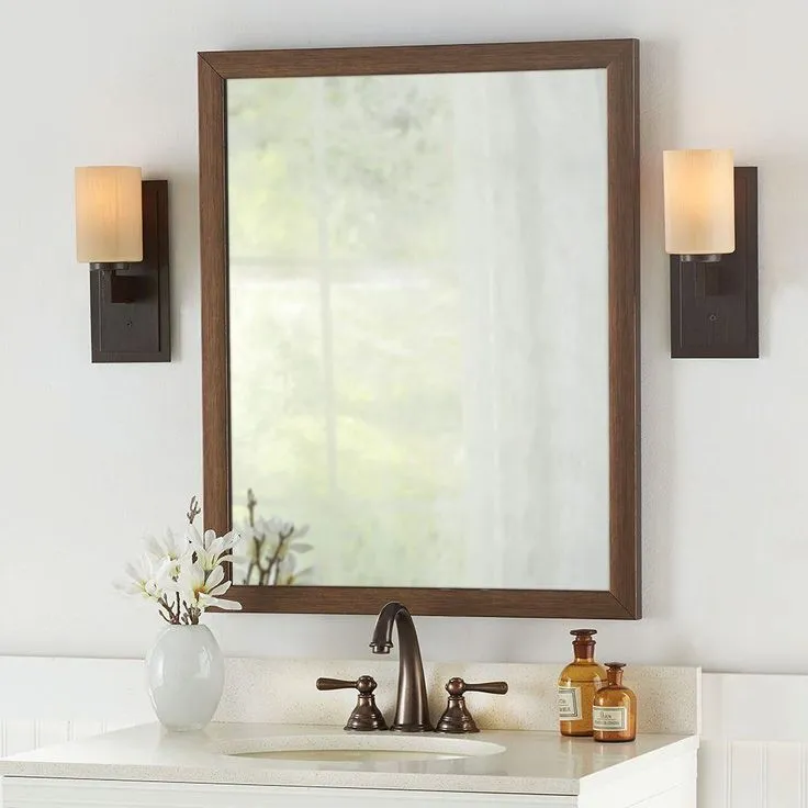 24 in. W x 30 in. H Framed Rectangular Anti-Fog Bathroom Vanity Mirror in Oil Rubbed Bronze Finish, photo 10 of 12