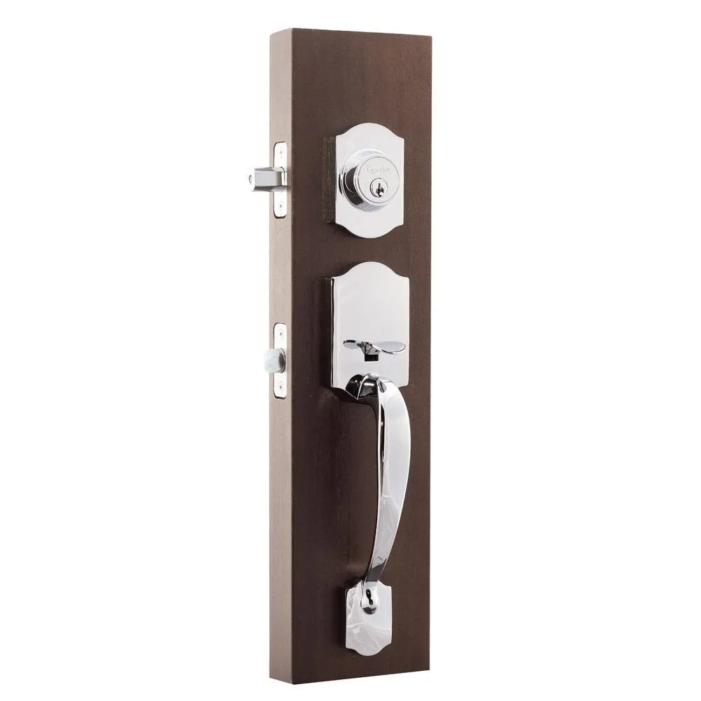 Soft Contemporary Polished Stainless Door Handleset with Right Hand Scandinavian Lever Trim, photo 2 of 5