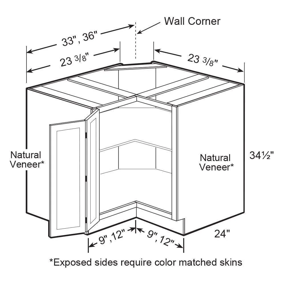 Vesper White Shaker Assembled Plywood 36 in. x 34.5 in. x 24 in. Easy Reach Corner Base Kitchen Cabinet Left Hand, photo 2 of 6