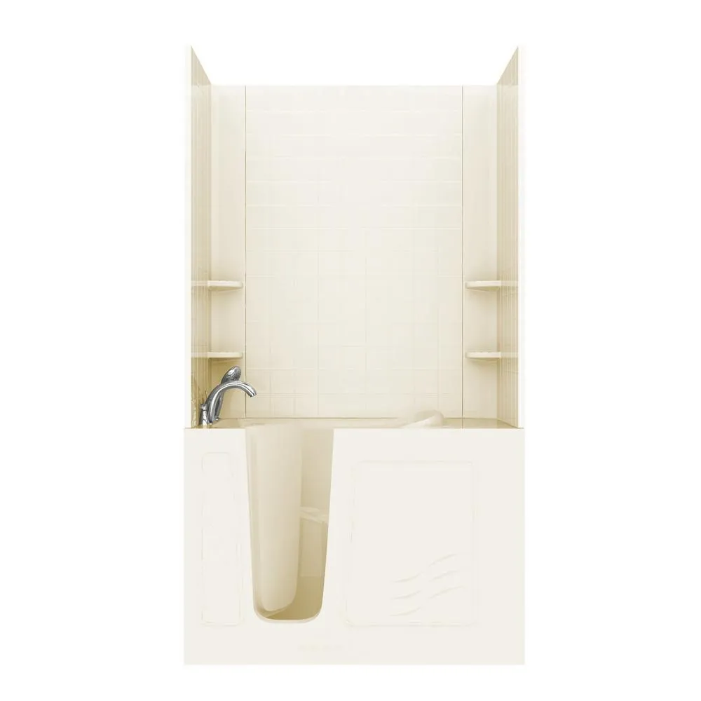 Rampart Nova Heated 5 ft. Walk-in Whirlpool Bathtub with 6 in. Tile Easy Up Adhesive Wall Surround in Biscuit, photo 18 of 33