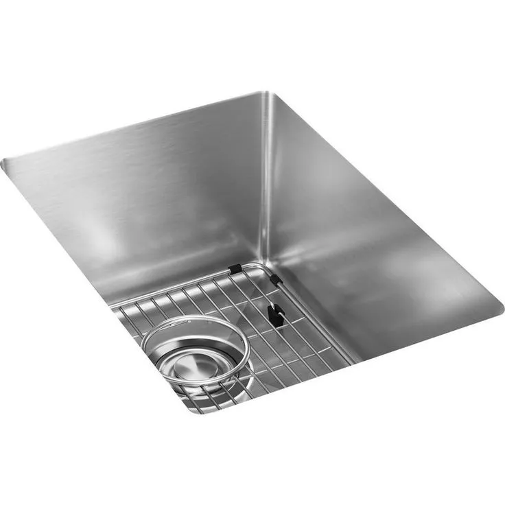 Crosstown Undermount Stainless Steel 14 in. Single Bowl Bar Sink with Bottom Grid and Drain, photo 3 of 11