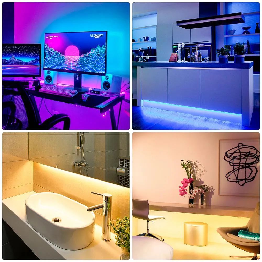 20 in. (50 cm) 8-Watt Equivalence Color Ambiance LED USB Light Strip with 24 Keys Wireless Remote (4 Strip Pack), photo 6 of 7