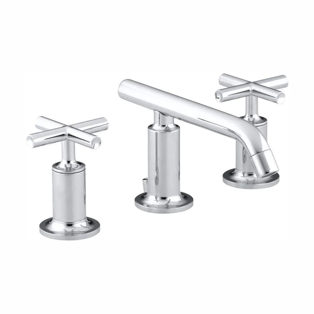 Purist 8 in. Widespread 2-Handle Mid-Arc Bathroom Faucet in Vibrant Modern Brushed Gold, photo 7 of 10