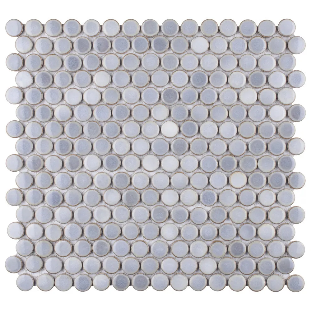 Merola Tile Hudson Penny Round Grey Eye 12 in. x 12 in. Porcelain Mosaic Tile, photo 8 of 8