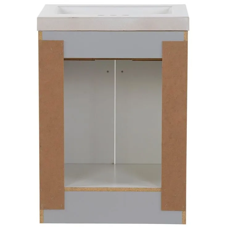 Everdean 24.5 in. W x 19 in. D x 34 in. H Vanity in Pearl Gray with Cultured Marble Vanity Top in White with White Sink, photo 2 of 10