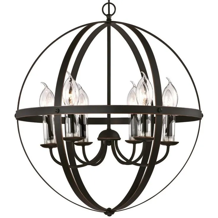 Stella Mira 6-Light Oil Rubbed Bronze with Highlights Outdoor Hanging Chandelier, photo 2 of 5